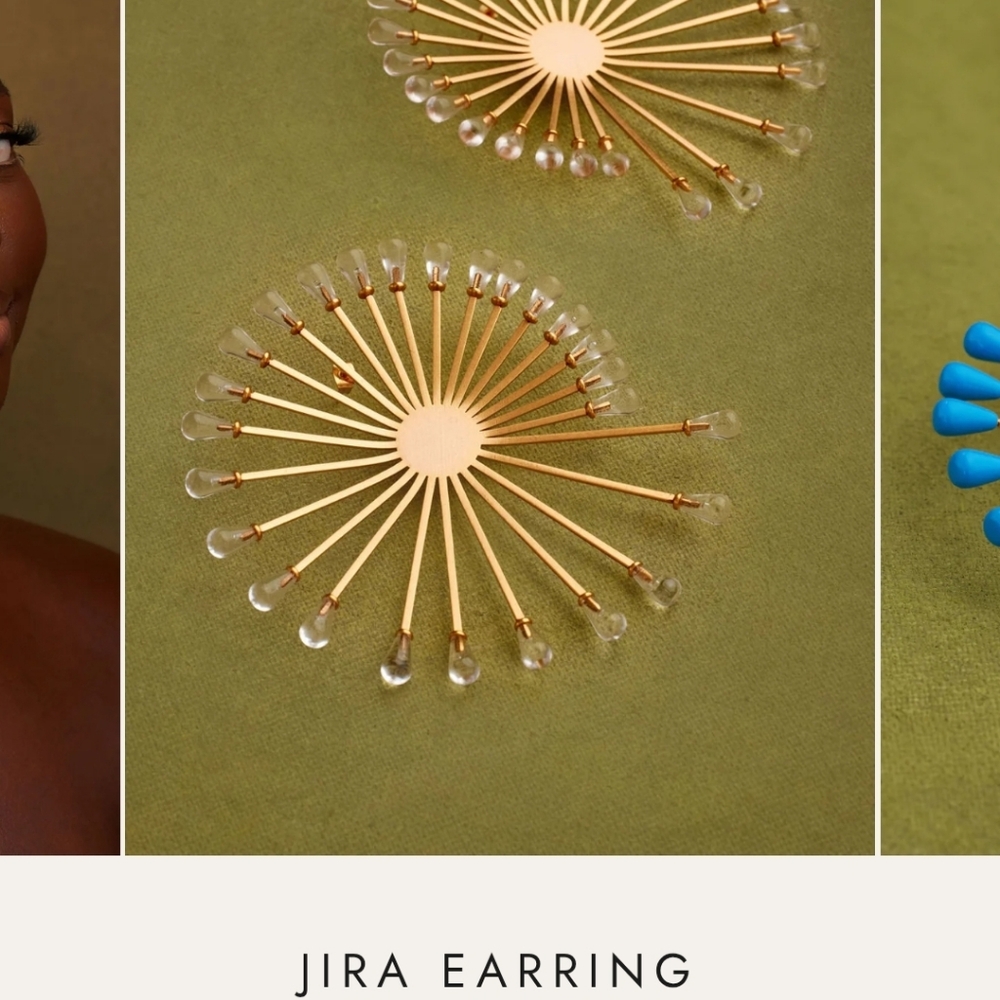 Gold and Clear Jira KHOI Earrings SMALL, BRAND NEW